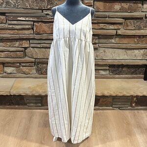 Jenni Kayne Cove Dress in Gold Stripe Spaghetti Strap Ankle Length